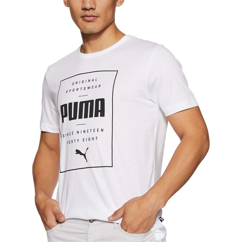 Puma Casual Sports Letter Print Round Neck Breathable Short Sleeve T-Shirt Men Tops White 844612-02