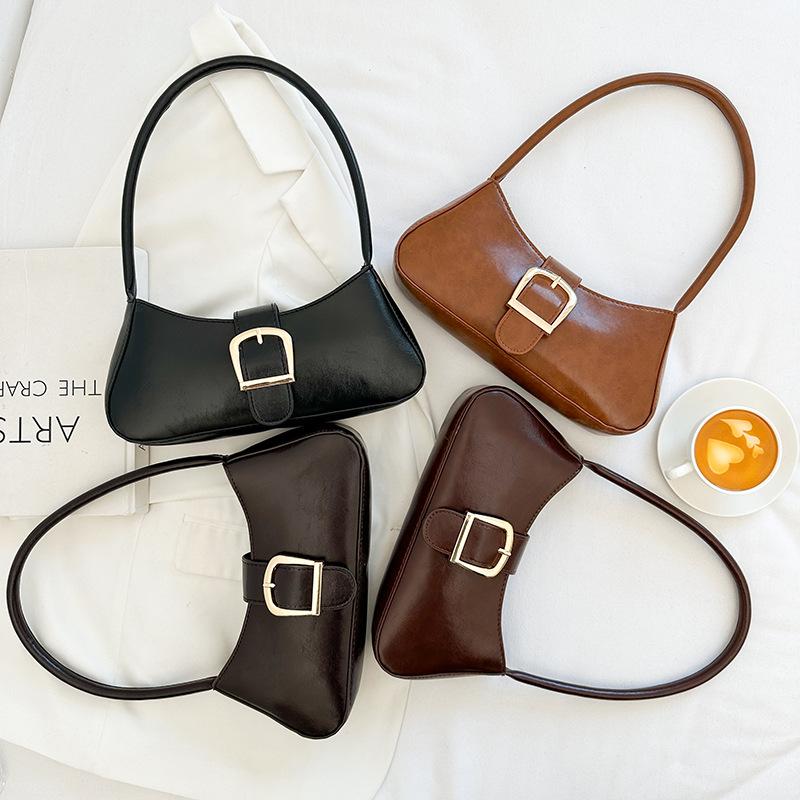 Temperament Simple Fashion Solid Color Small Bag Women's 2025 Spring and Summer New Foreign Style Shoulder Armpit Bag