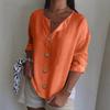 Women's Fashion Casual V-Neck Buttoned 3/4 Sleeve Cotton Linen Top