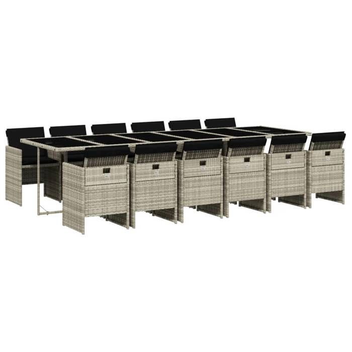 VidaXL Ensemble à manger de jardin et coussins 13 pcs gris clair rotin 3277714