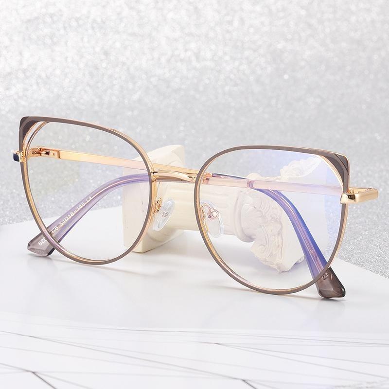 Stylish Blue Light Blocking Glasses Women Trendy Oval Metal Frame Computer Reading Eyewear +2 +3 Hyperopia