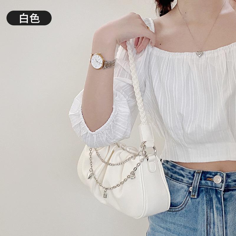 Trendy Underarm Bag Women S Pleated Cloud Square Handbag Niche Design Simple And Versatile Shoulder Bag белый 3100₽