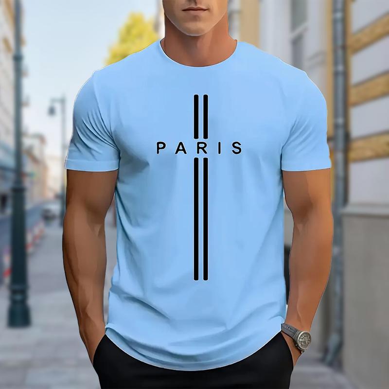 New Summer Men's Fashion T-shirt Personality Simple Printed Men's T-shirt Top