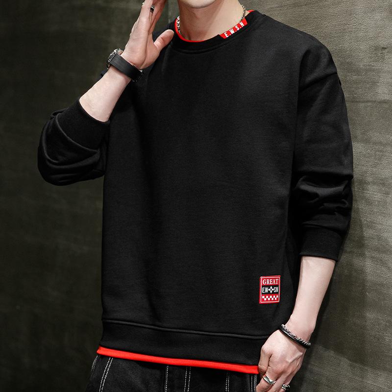 Spring And Autumn Tide Brand Crew Neck Sweater Men'S New Long-Sleeved Student Top Bottoming Shirt Pullover Casual Loose Sweater Men