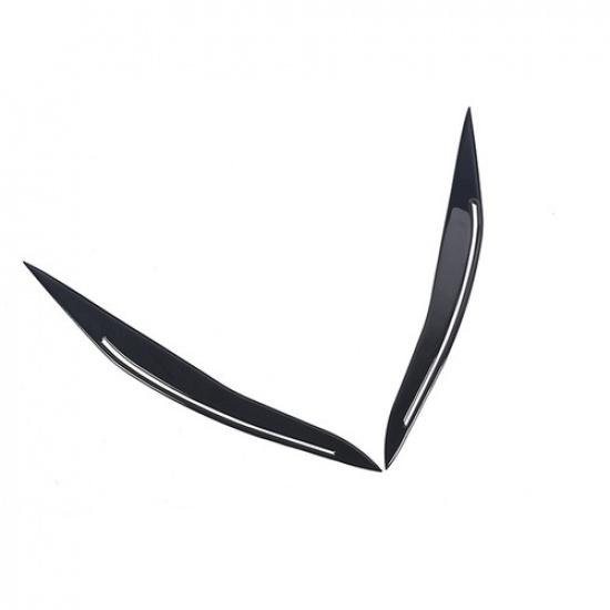 Glossy Piano Black Headlight Eyebrow Cover Trim For BMW 5 Series F10 2014-17