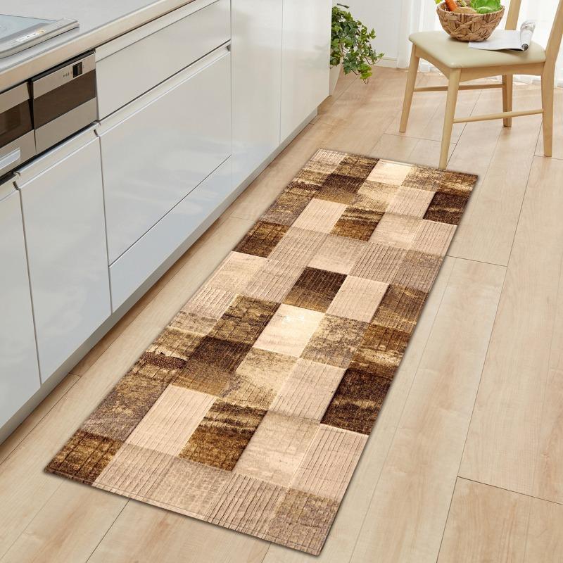 Lange Keukenmat Zwart Wit Grijs Verweerd Geometrisch Ruit Thema Antislip Vloermat Zacht Slijtvast voor Keuken Decor 40X120CM