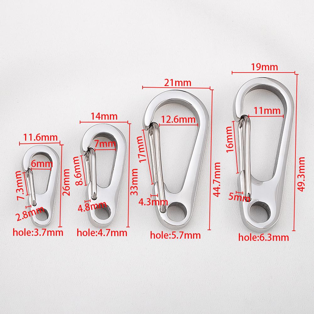 304 Stainless Steel Small Mini Carabiner Clip Spring Snap Hook Keychains for DIY Key Rings Camping Backpack Jewelry Accessories