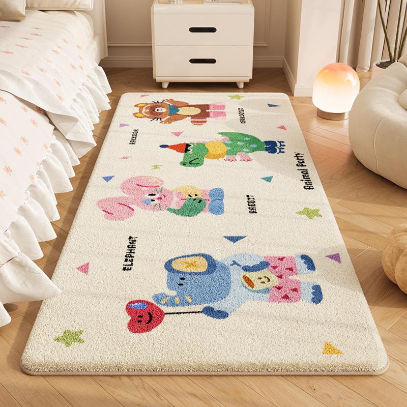 VIKAMA Cute Cartoon Cashmere Fine Sand Carpet Children's Bedroom Soft Bed Blanket Living Room Balcony Casual Mat Home Decor