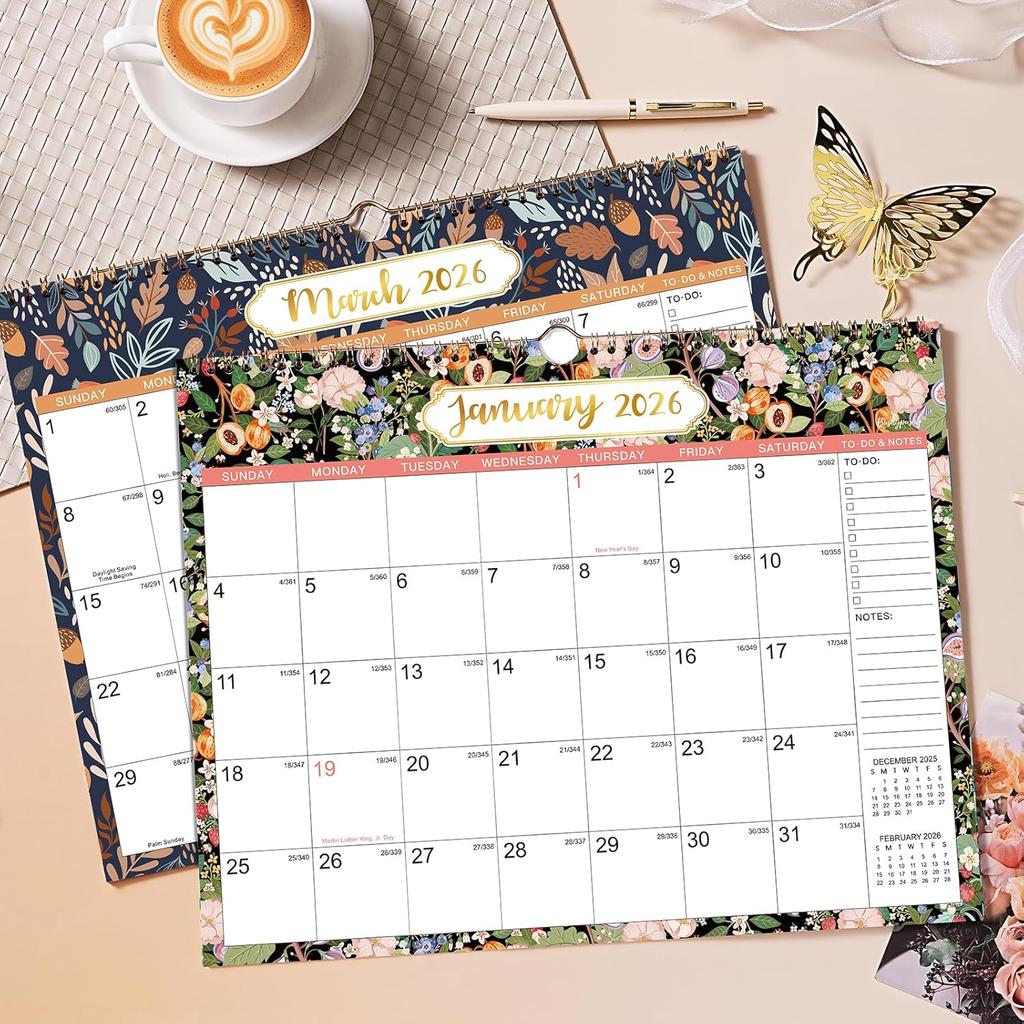 2026 Calendar - 2026 Wall Calendar, Jan. 2026 - Dec. 2026, 14.8" x 11.4", 12 Months Wall Calendar 2026 with Premium Paper, Strong Twin-Wire Binding,