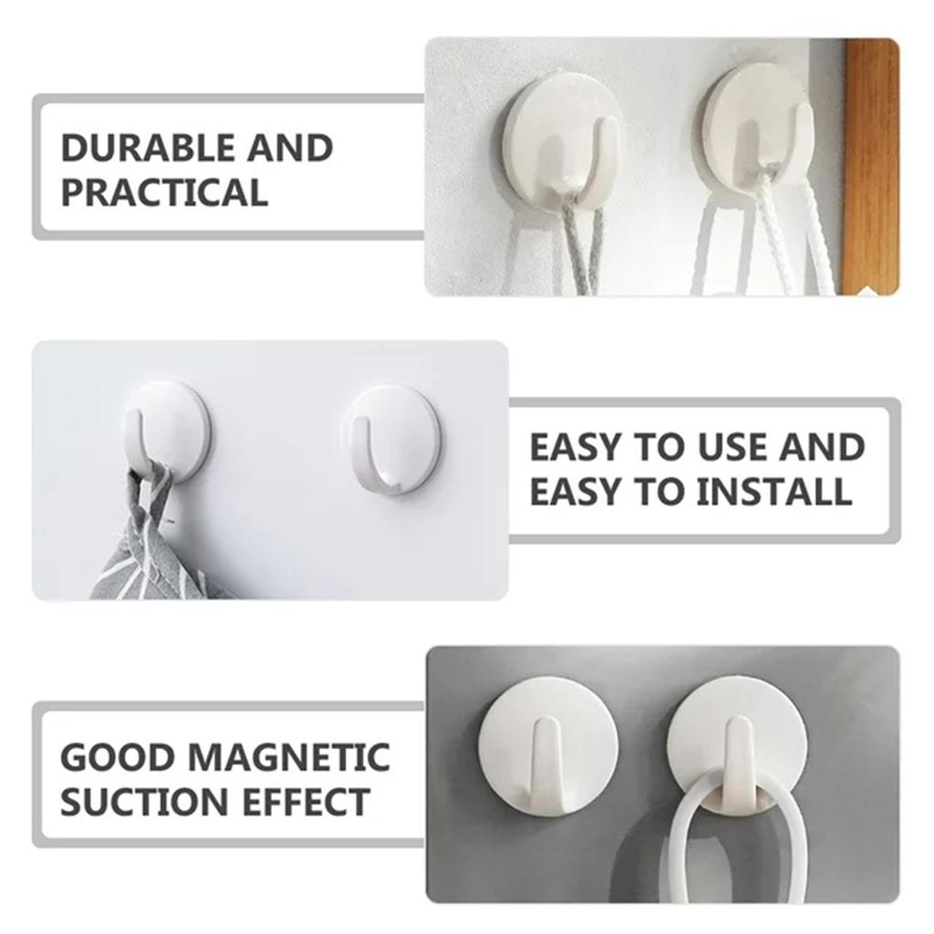8pcs Magnetic Hook Magnet Towel Hook Punch Free Door Coat Hanger Locker Hook