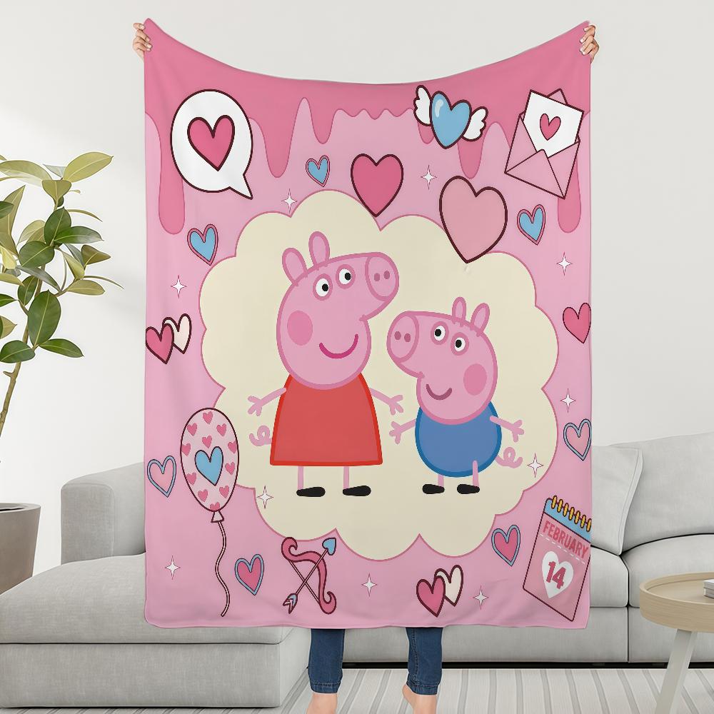P-PeppaS-ES Blanket Throw Super Cosy Plush Living Room Sofa Couch Childish Birthday P-PigS Gifts