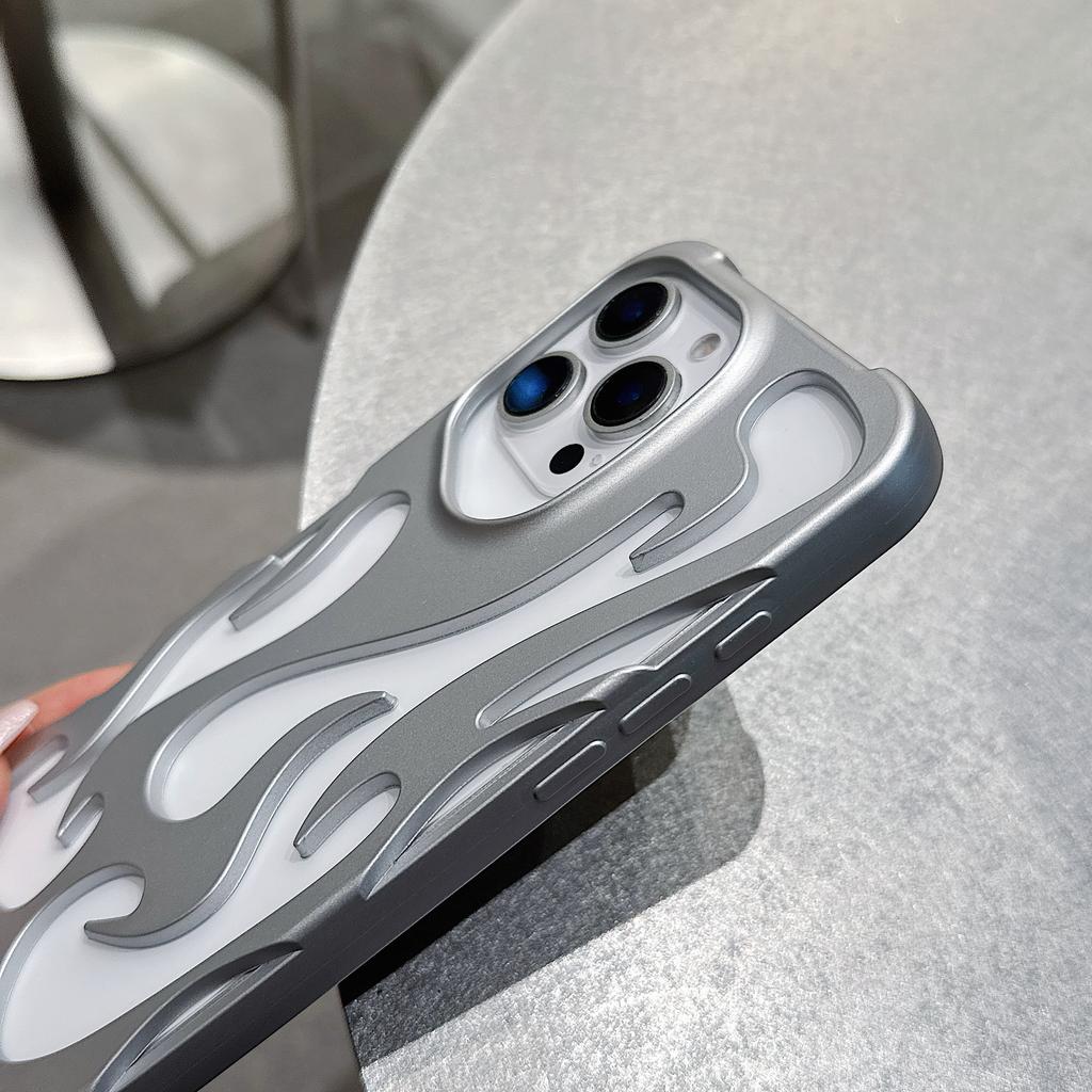 3D Flame pattern New Phone Case for iPhone 15 13 12 11 14 ProMax 16 Plus Fashion Hollow Slim Shockproof Protective soft Cover