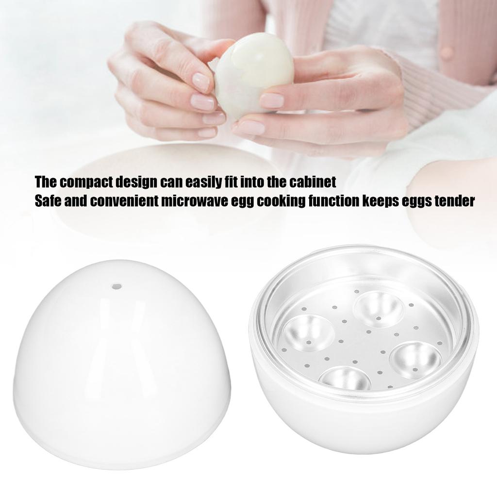 Microwave Hard Boiled Egg Cooker 4 Eggs Capacity Compact Design ABS Material Egg Shape Microwave Function Egg Boiler Steamer