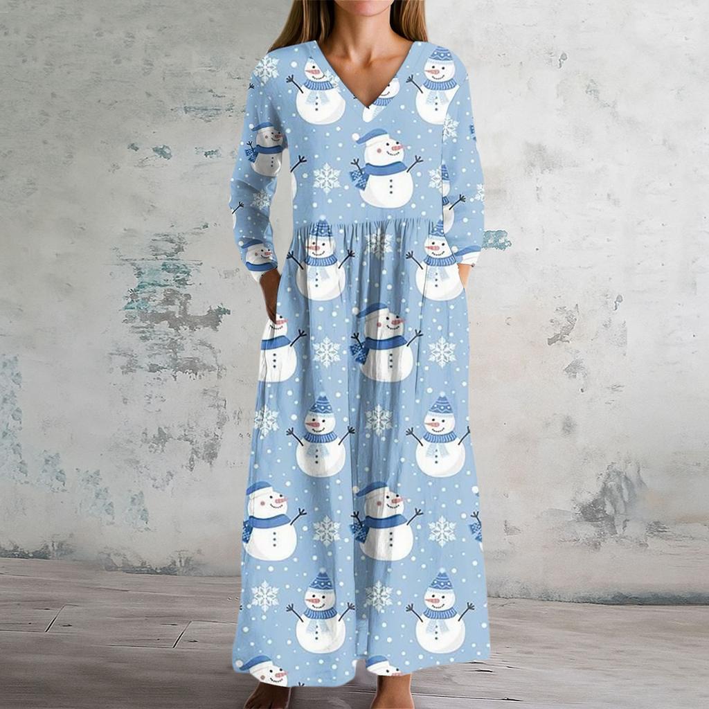 Dame Mote Kjole Vår V-hals Langermet Kjole