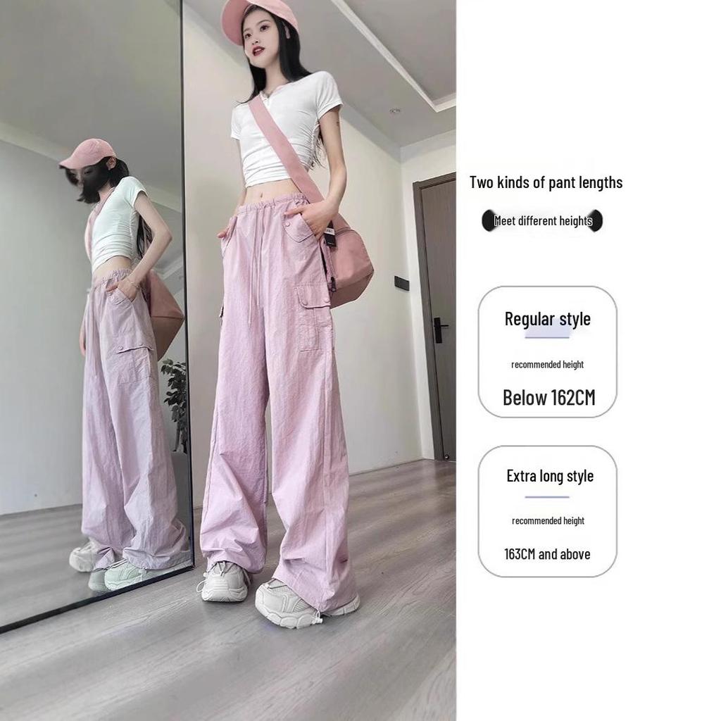 Damen Cargo Hose Rosa: Sommer 2025 Leicht Petite Schnelltrocknend Weitbein Sportlicher Stil
