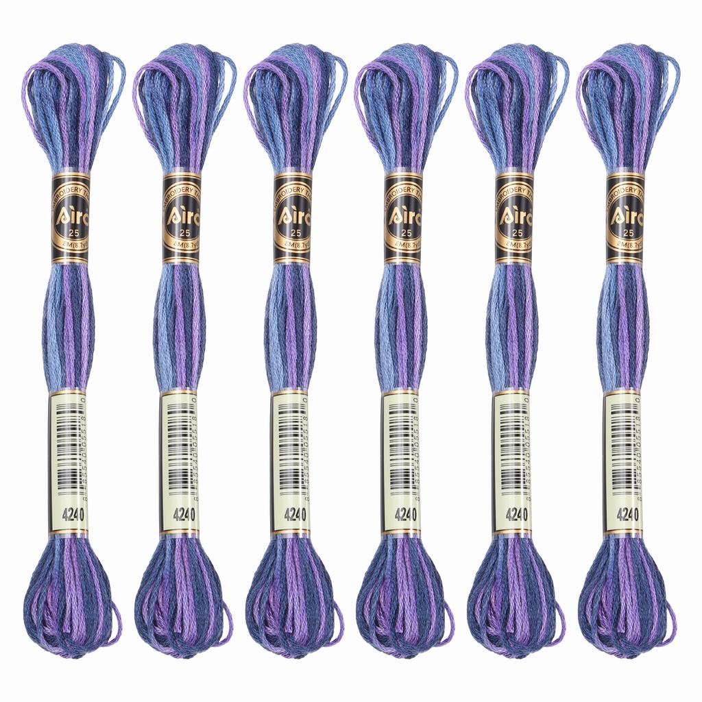 6 Skeins Embroidery Floss, Gradient Colors Polyester Embroidery Threads Bracelets String for Cross-Stitch Hand Embroidery