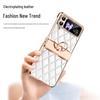 Funda protectora electrochapada con pedrería para Samsung Z Flip 7/6/5/4/3 con soporte de anillo para bisagra