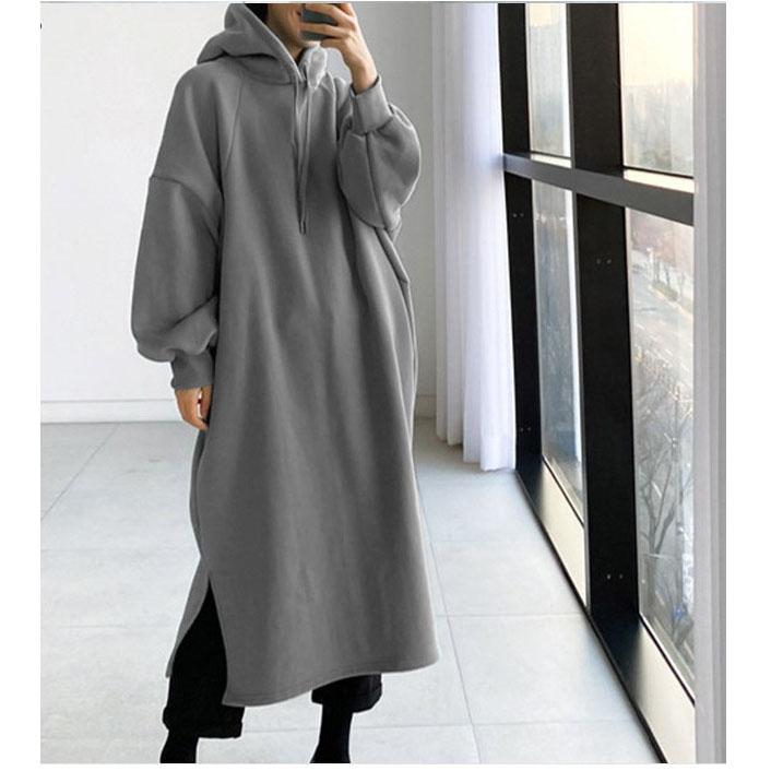 Fleece Lined Long Hoodies Women Autumn Winter Fashion Casual Solid Loose Long Sleeve Hood Pullover Tops Y2K Female Sweatshirts