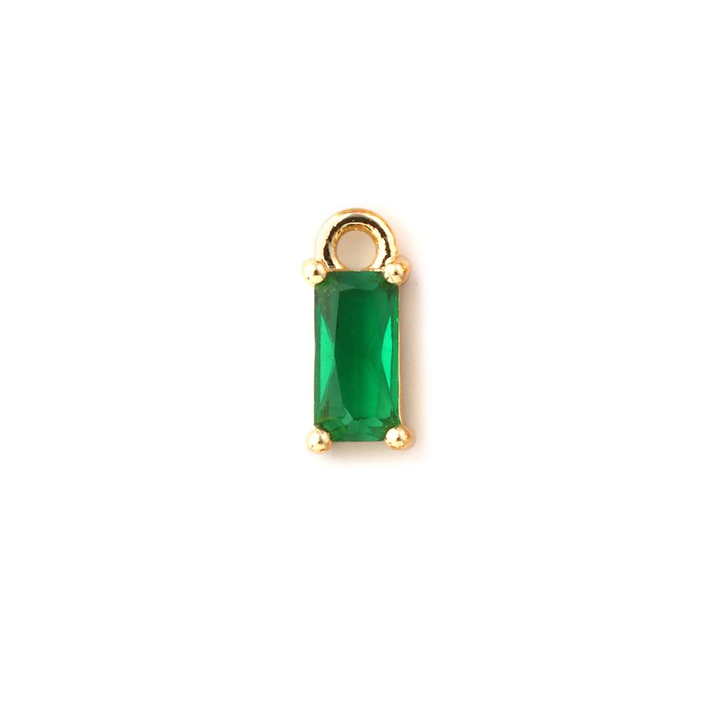 5 PCs Brass & Cubic Zirconia Birthstone Charms 18K Gold Plated Rectangle Mini Pendants For DIY Necklace Bracelet Making 9mm x4mm