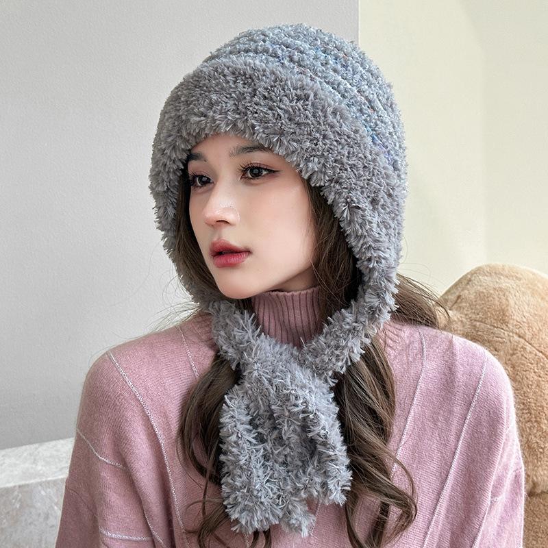 Strap Up Plush Hat Outdoor Cycling Ear Protection Hat Women's Fashion Windproof Warm Hat Winter