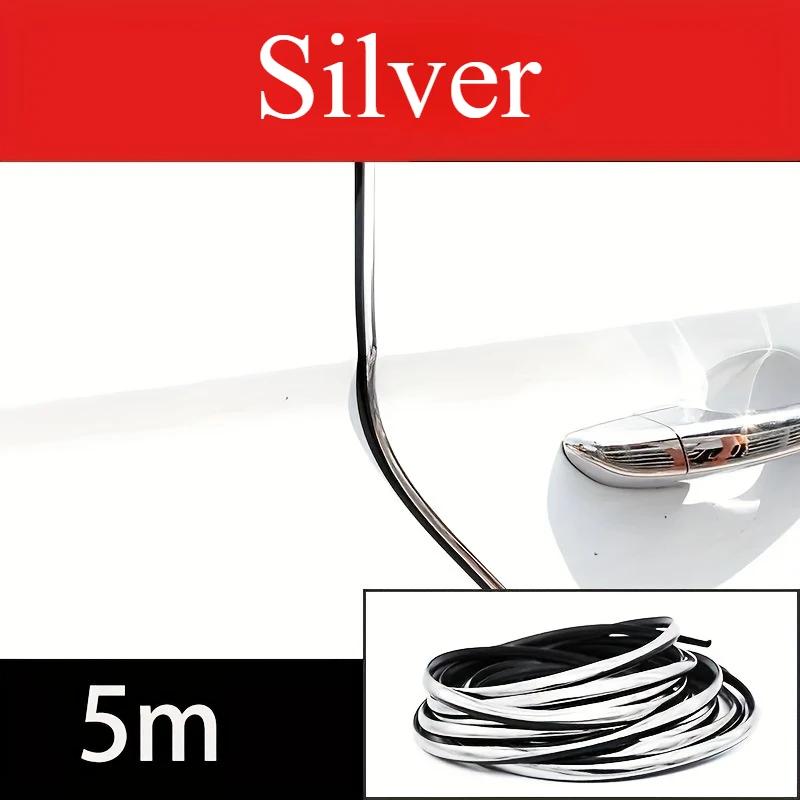 Car Door Edge Guards, 16ft Clear Chrome Universal U Shape Rubber Sealed Door Edge Protection Fit for Most Car