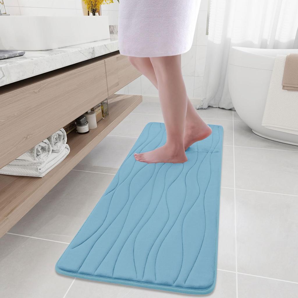 Olanly Memory Foam Mats For Bathroom Highly Absorbent Non-slip Bath Rugs Super Soft Comfort Carpet Machine Washable Shower Mats