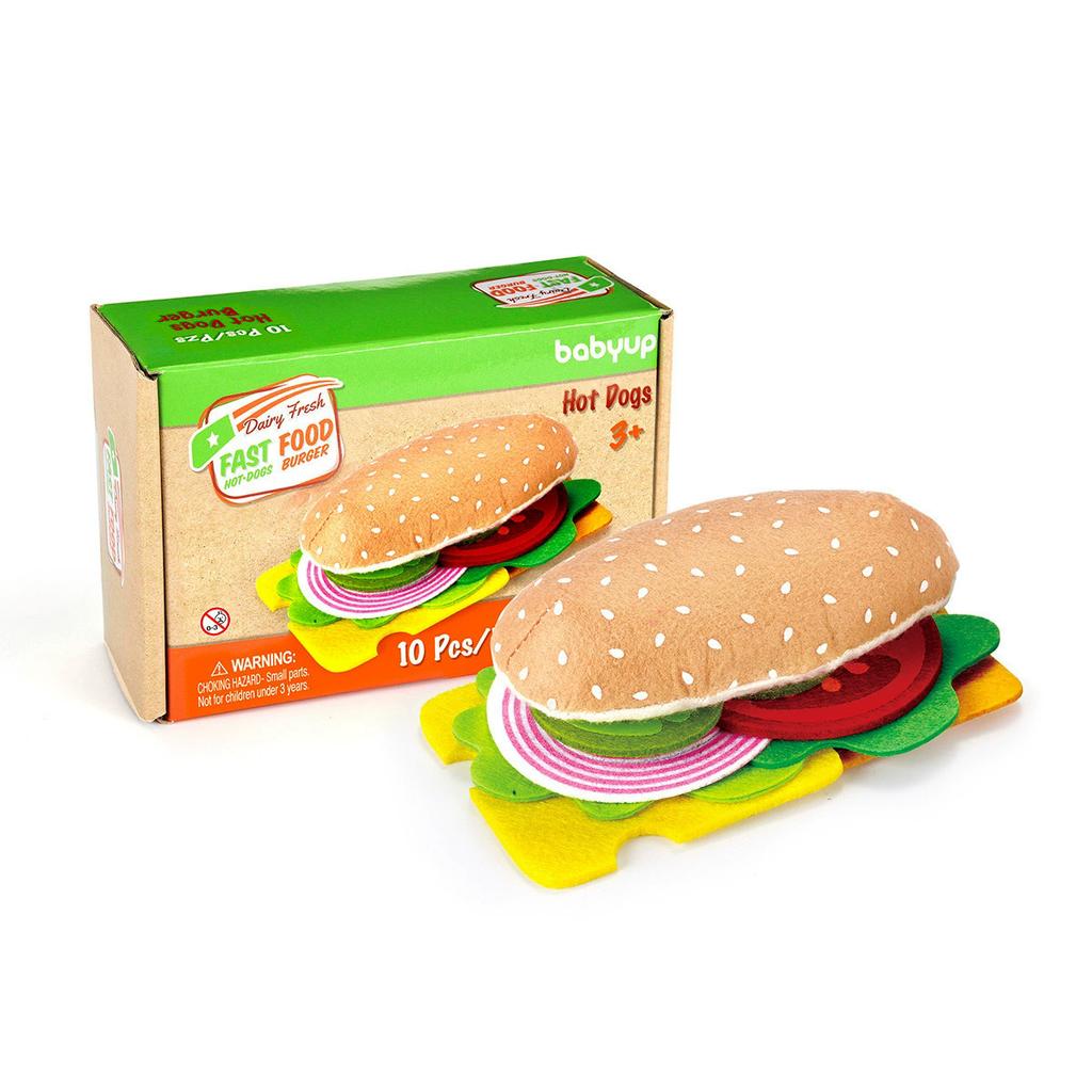 28PCS Felt Food Burger Sandwich Food Set Kids Montessori Preschool Educational Toy Kitchen Role Playing Gifts Plush Toy