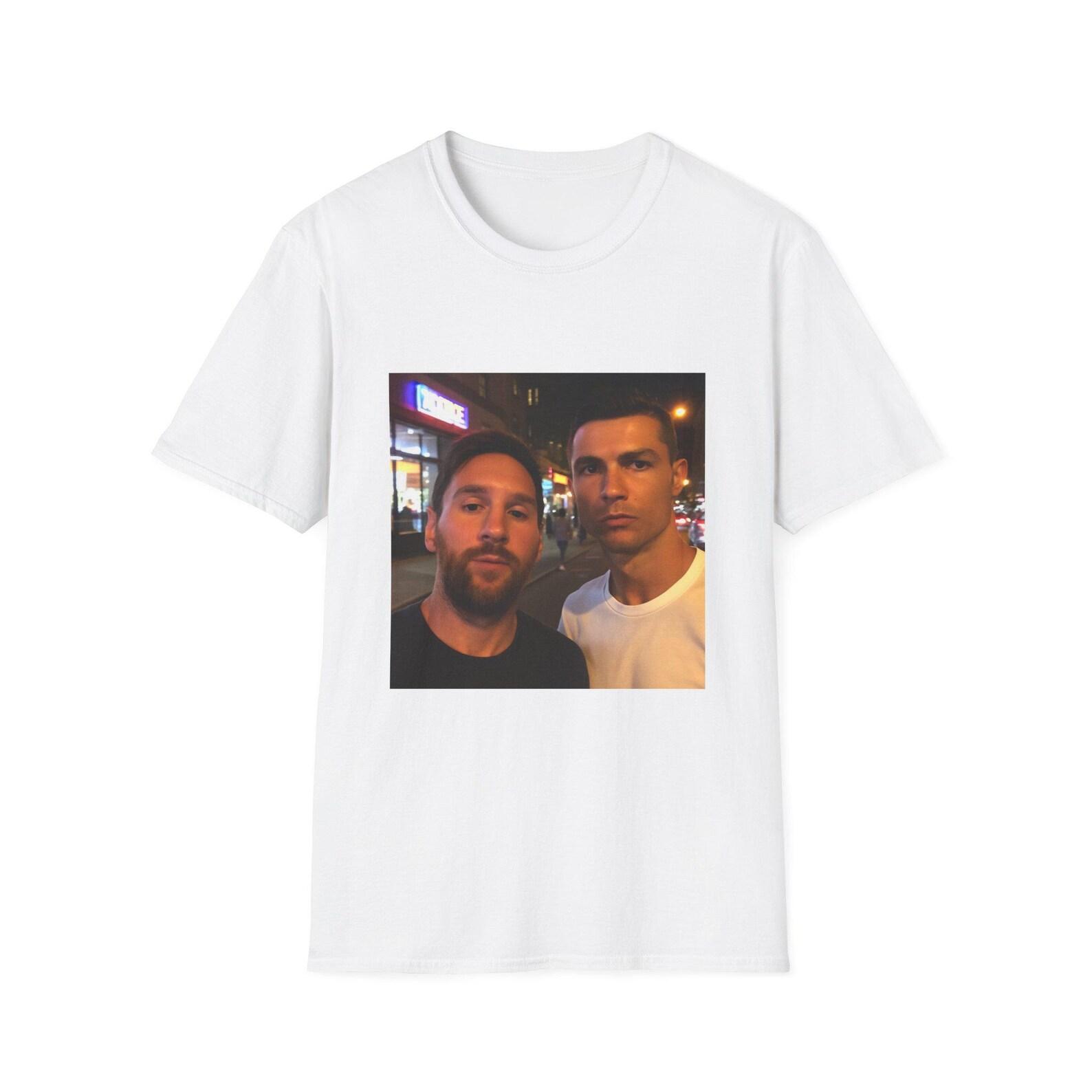 Ronaldo and Messi Selfie Illustration T-Shirt | Funny AI Soccer Design S