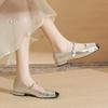 2309 Flat Shoes Women's Thick Heel New Square Head Color Matching Word with Mary Jane Shoes French Splicing Light Mouth Single Shoes