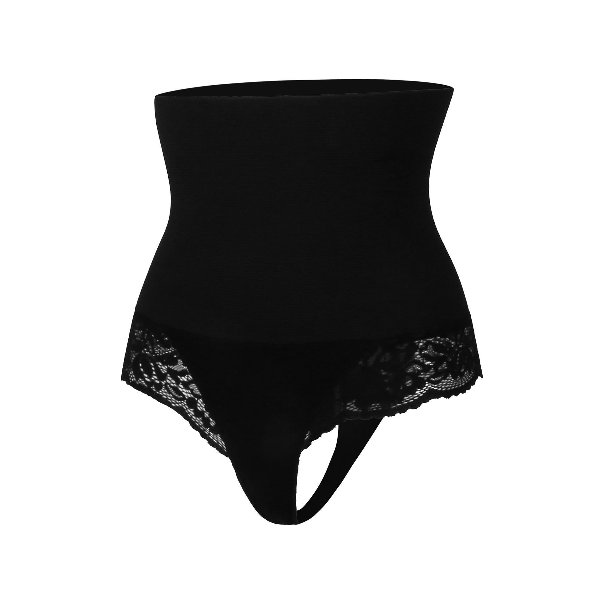 Mid-Waist Tummy Control Panties Firm Lace Shapewear with Waist-Cinching Tummy Slimming Bustiers S