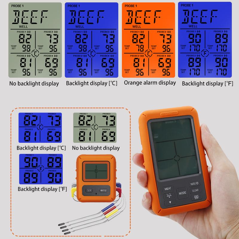 Wireless Meat Thermometer Remote Instant Read BBQ Cooking Food Thermometer for Kitchen Oven Grill