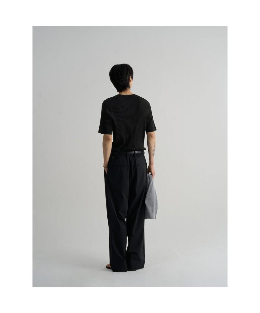 8SECONDS Ribbed Henley Neck Short Sleeve Knit Black