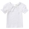 Premium Mädchen Weißes Spitzenkragen Baumwoll-T-Shirt - Sommer Kurzarm für Kinder