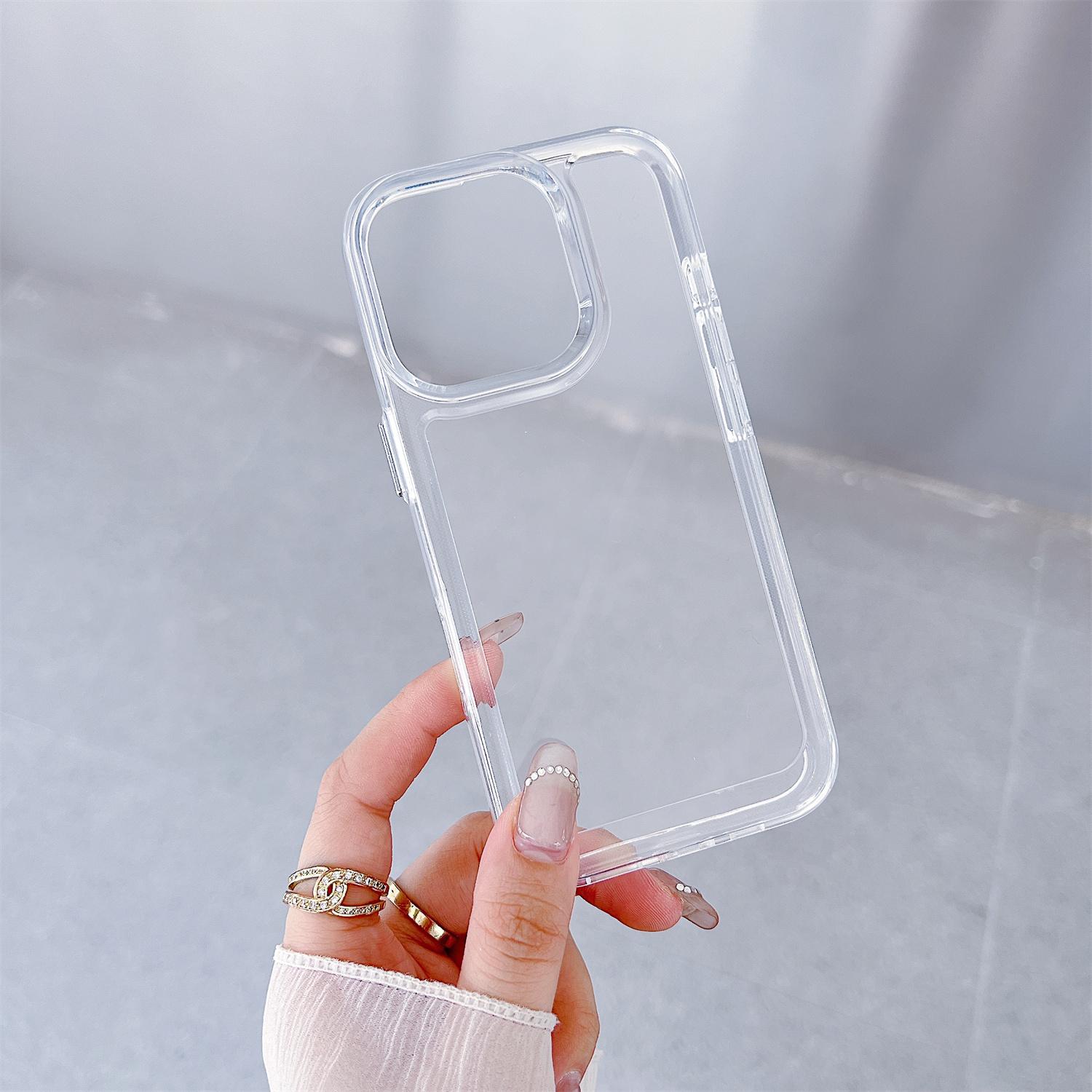 

For iPhone 15 Pro Max Cell Phone Case TPU+PC 2.0mm Anti-Scratch Cover Transparent