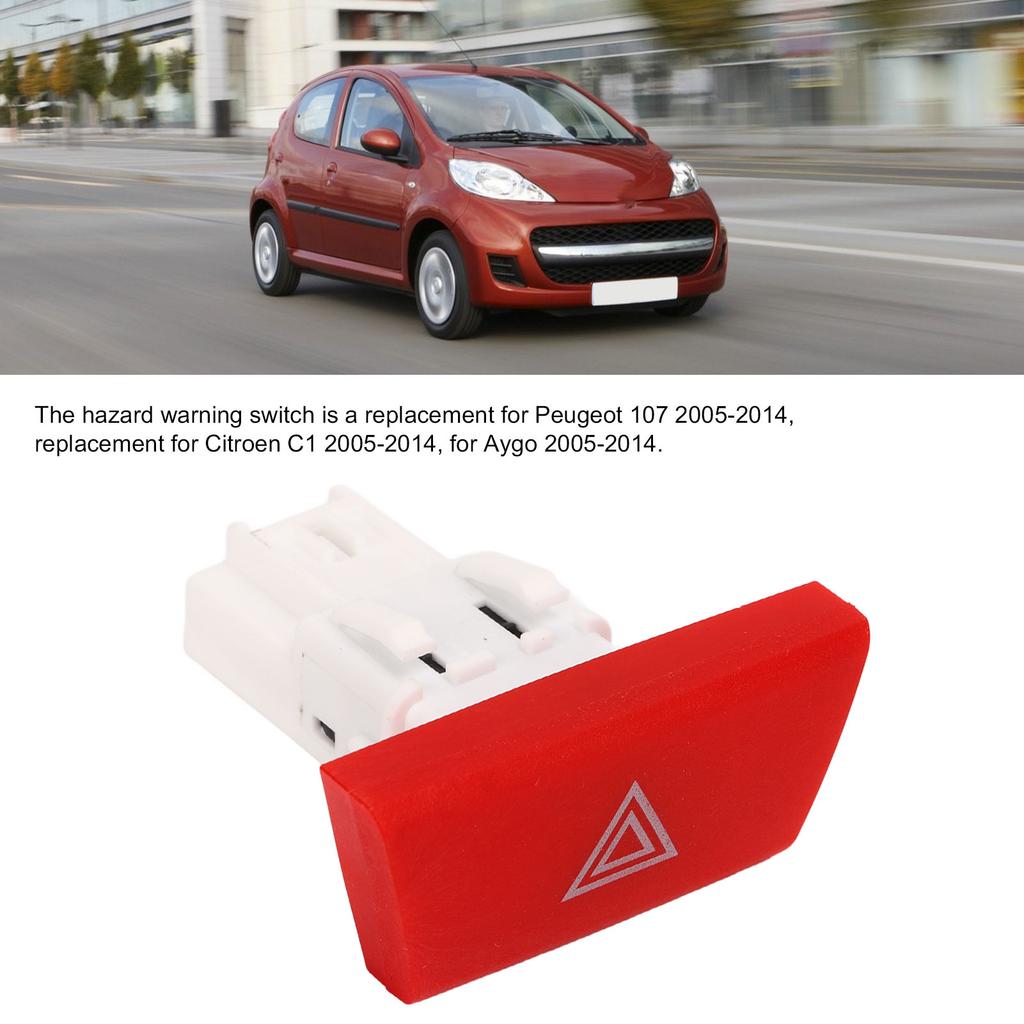 Car Hazard Warning Light Switch Control Button 6490 NG Replacement for Peugeot 107 2005-2014 for Citroen C1 2005-2014