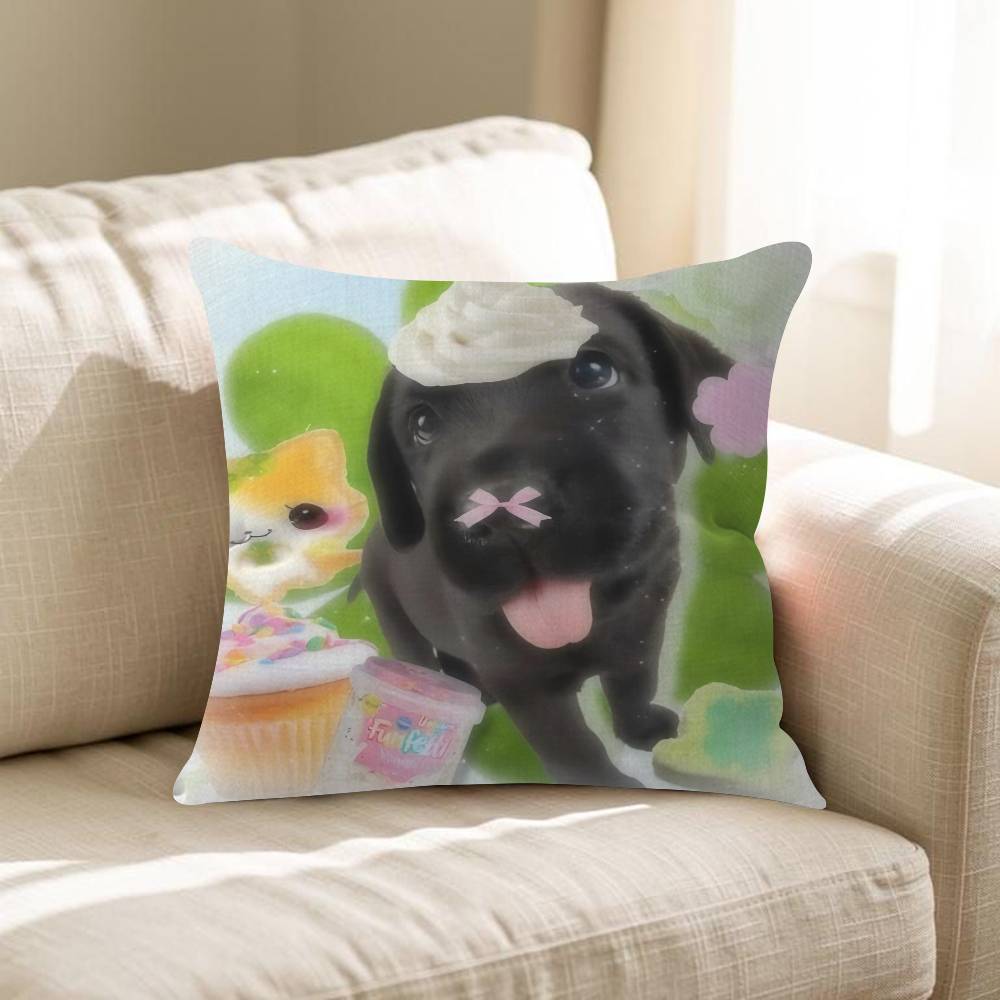 Cute Dreamy Pink Blue Puppy Animals Pillow Cushion Cover Pillowcase Living Room Sofa Home Decor Customized