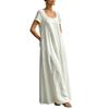 Cross-border foreign trade Amazon popular summer dress U-neck short-sleeved loose pendulum long dress casual solid color women's clothing