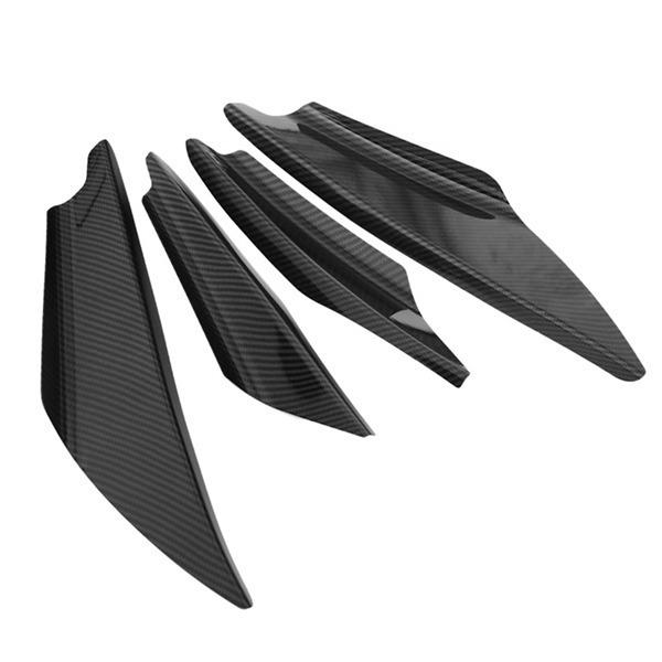 Universal 4Pcs Carbon Fiber Auto Front Bumper Body Lip Canards Splitter Trim Kits Car Front Bumpers Spoilers Set Scratch Strip