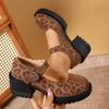 Leopard Women High Heels Loafers Shoes Fashion Platform Buckle Shoes 2025 Autumn New Dress Pumps Elegant Party Zapatillas Mujer