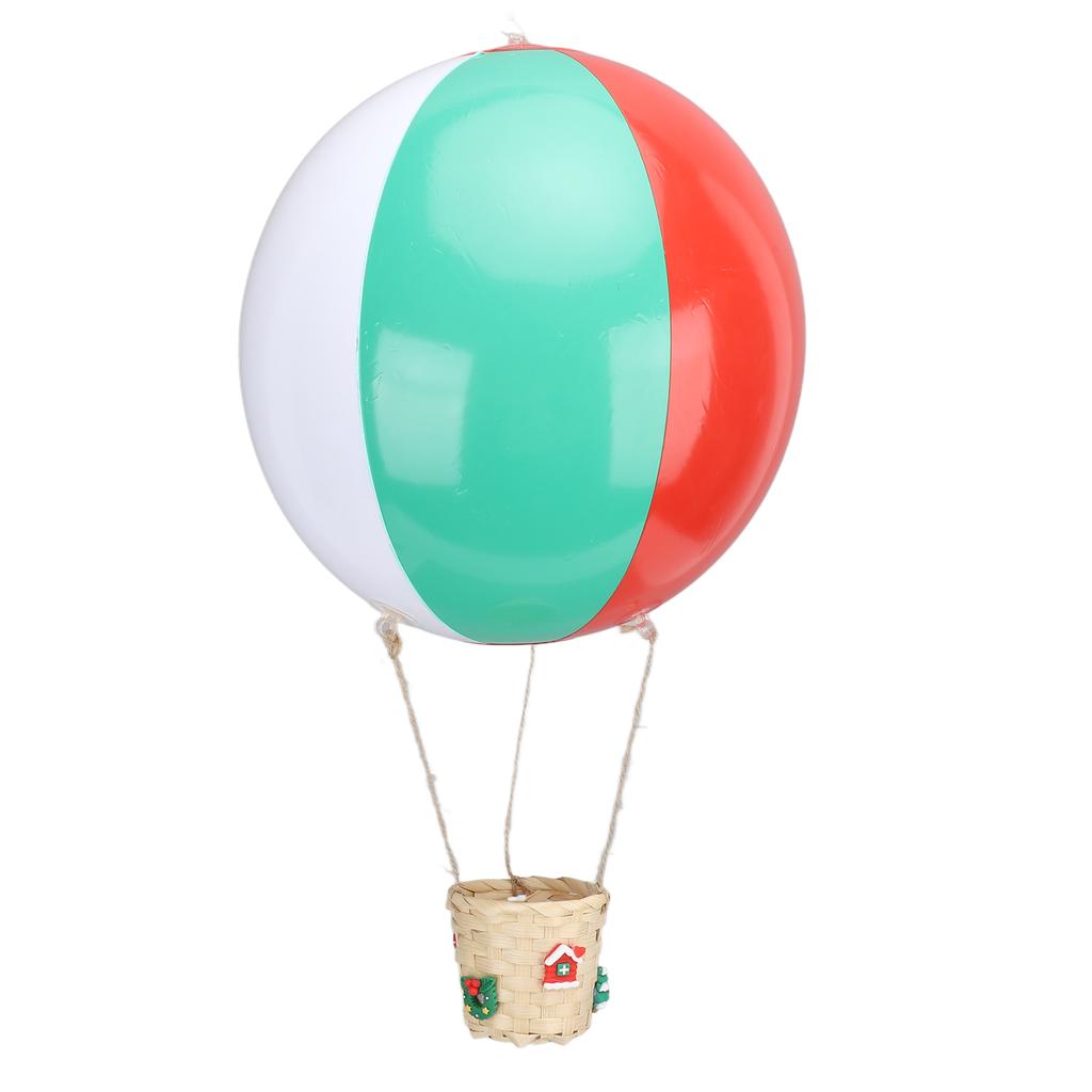 Hot Air Balloon with Rattan Basket PVC Colored Hanging Air Balloon Decoration for Christmas Decor
