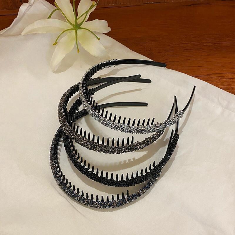 Shiny Rhinestone Headband Non Slip Teeth Design 1/2/4/5/6Pcs Fashion Hair Band for Girls Prom Daily Outing Party Wear
