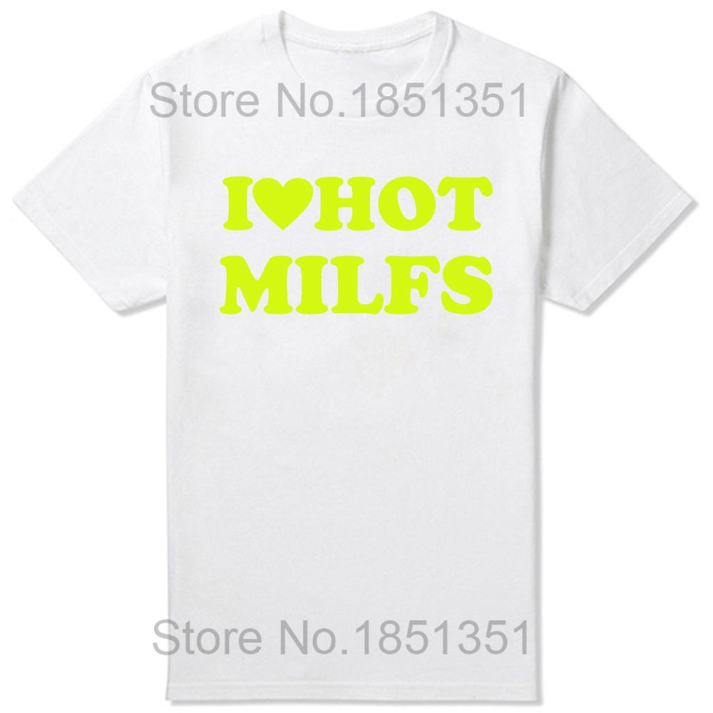 Funny I Love Hot MILFS T Shirts Red Heart Style Graphic Streetwear Short Sleeve Birthday Gifts T-shirt Clothing