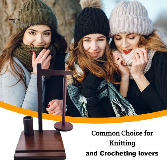 Wooden Yarn Holder Rotating Yarn Ball Dispenser Stand for Crocheting Knitting Yarn Organizer Spinner for Knitting Lovers Grandma Mom