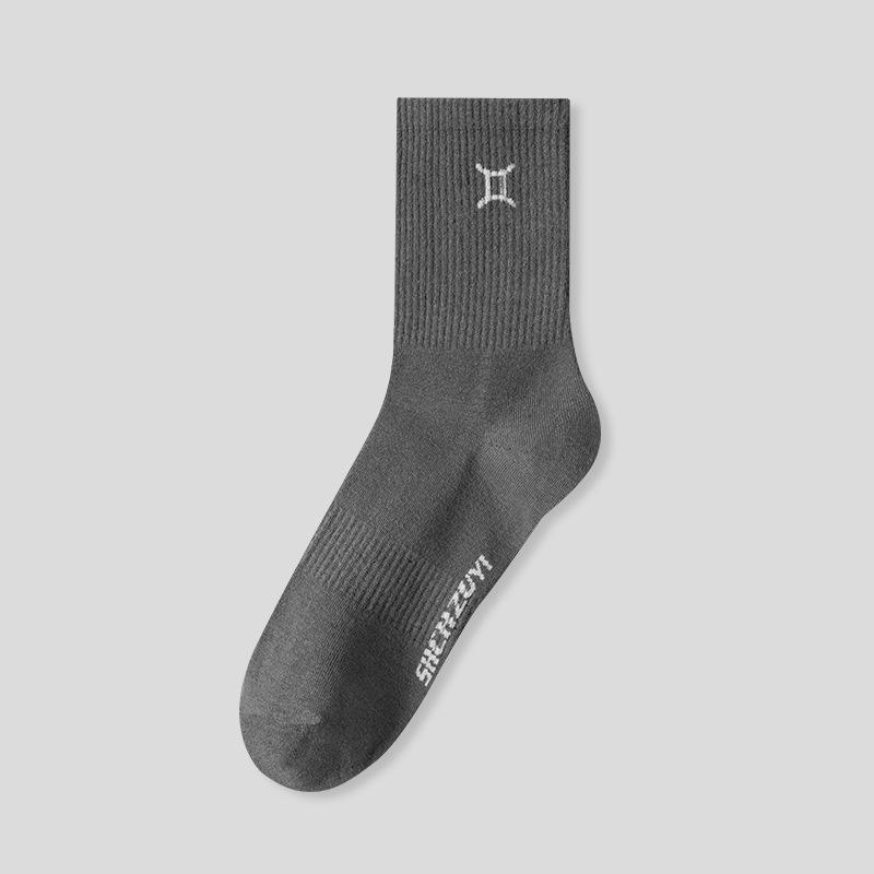 Chaussettes en coton hautement élastiques Douze Constellations: Tube moyen pour hommes et femmes pour sports légers, automne et hiver.