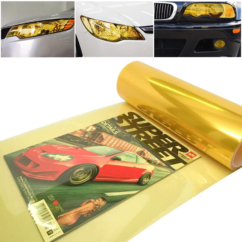 Gold and Yellow Headlight Eyeline Taillight Car Wrapping Film for and Fog UV Easy Installation Film, 30x120cm, Film, Film, Cars, Motorcycles,