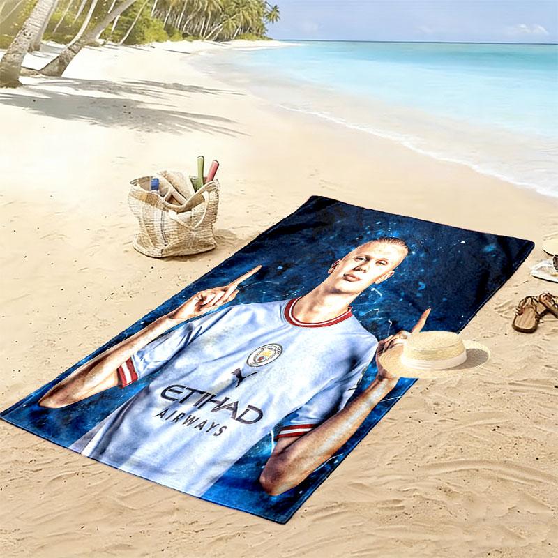 Erling Braut Haaland Print Beach Towel, Large Soft Quick Dry Towel for Beach Camping Swimming
