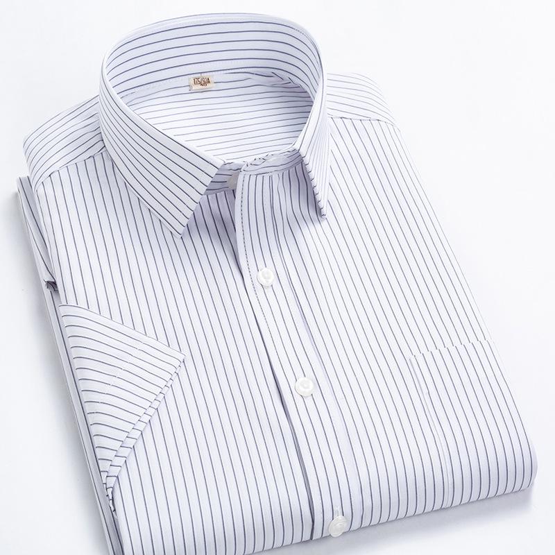 Men's Summer Short-Sleeve Striped Business Casual Shirt