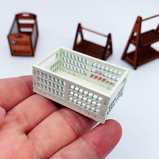 Miniature Kitchen Vegetable Storage Box Mini Wood Basket Cute Dollhouse Furniture Accessory for Enhanced Miniature Scenes
