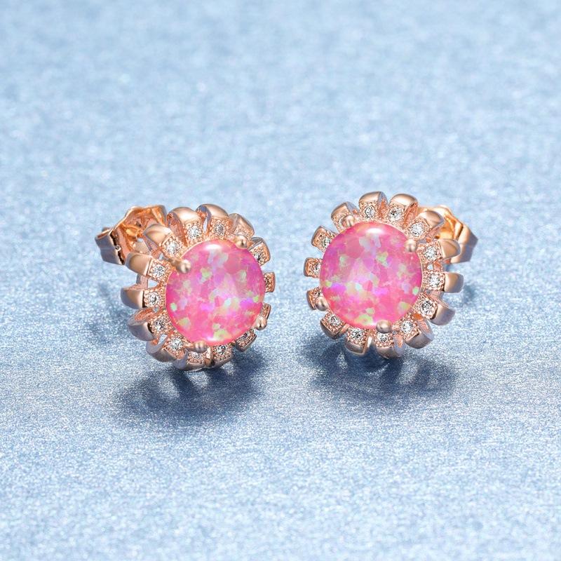 Niche design rose gold sunflower stud earrings simple temperament versatile small fresh earrings women