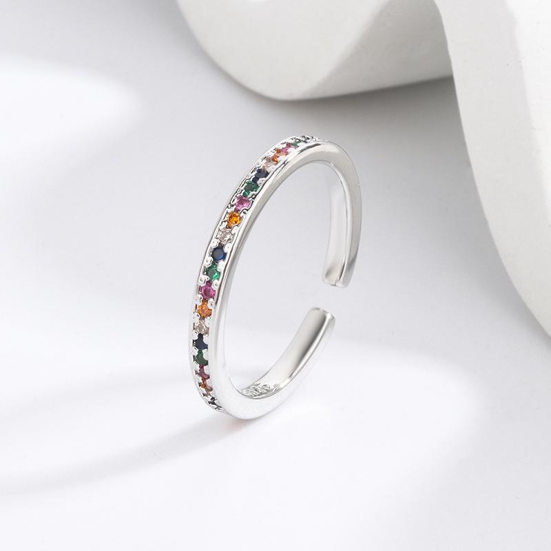 BF CLUB Silver Color Simple ZirconRings For Women Geometric Fashion Open Adjustable Handmade Party Jewelry Gift Allergy